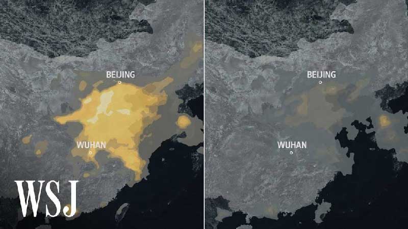 mappa della Cina con inquinamento e possibilità entro il 2060 di essere neutrale al carbonio
