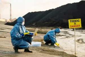 persone che sono pagate per pulire ed analizzare un area inquinata