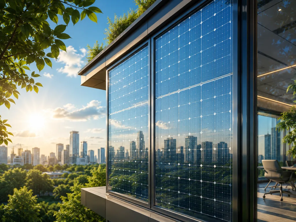 Pannello fotovoltaico trasparente sulla finestra